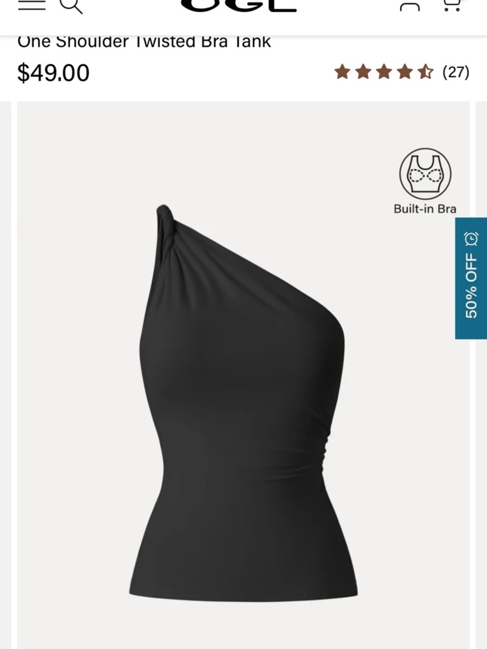 OGL One-Shoulder Twist Tank Dress - Black